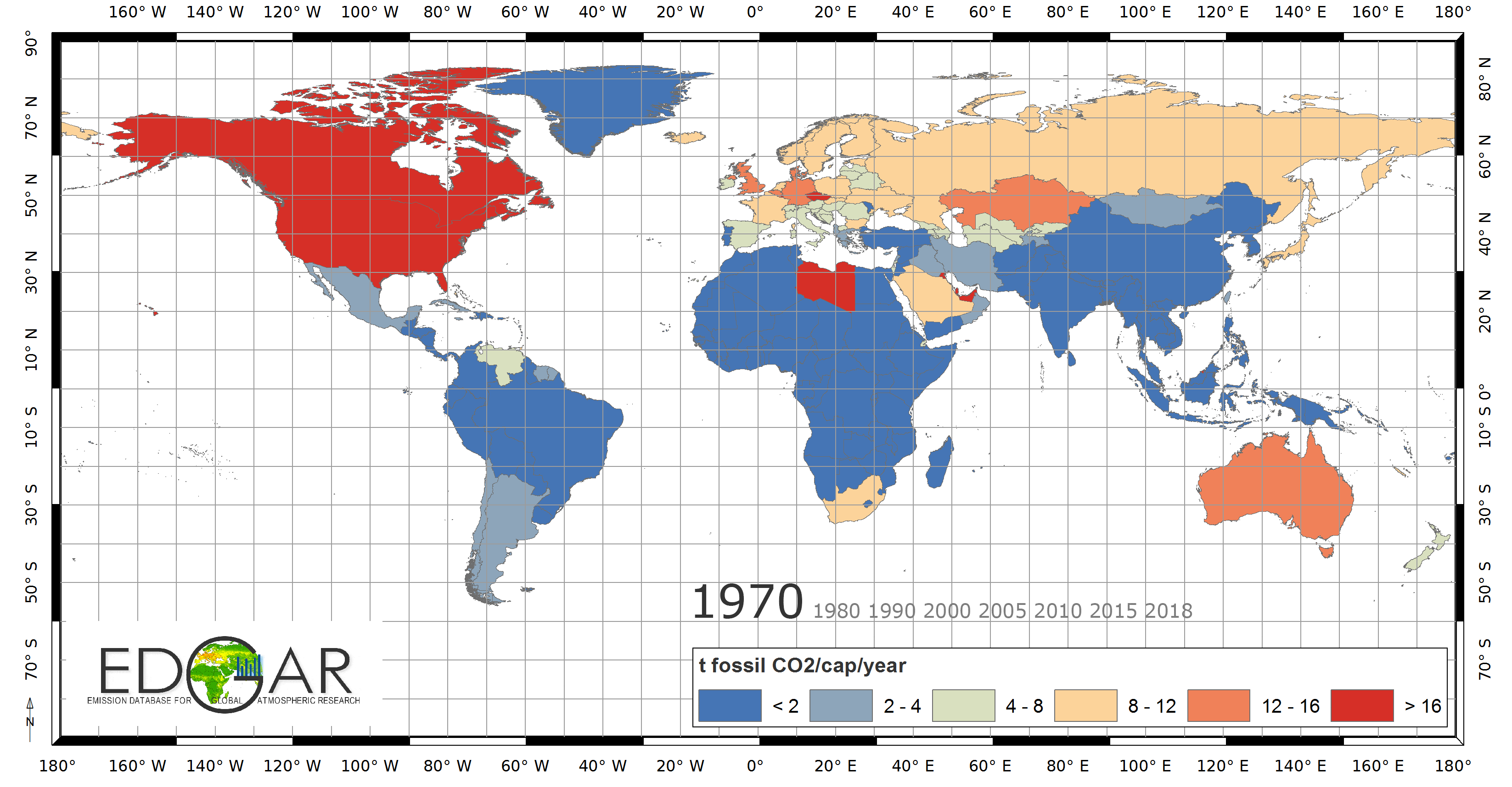 Fossil CO2 per capita emissions (1970 to 2019)
